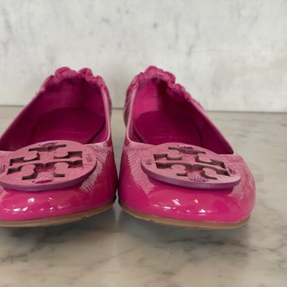 TORY BURCH Reva Ballet Elastic Back Ballet Flats Hot Pink Magenta 6 - Picture 9 of 16